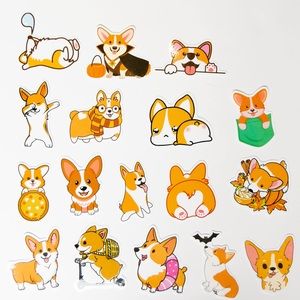 16 pcs Pet Dog Corgi Vinyl stickers decals